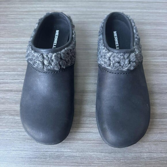 Merrell Women's Encore Kassie Black Nubuck Wool Winter Slides Clogs Mules $85 - Picture 3 of 10